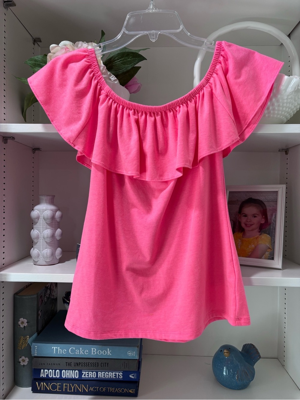 Lilly Pulitzer Bright Pink Ruffle Off-Shoulder Top XXS